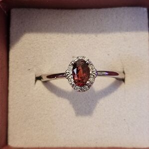 Garnet and Sterling Ring
